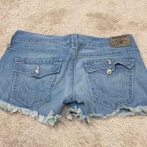 True religion size 32 cutoff shorts fringe